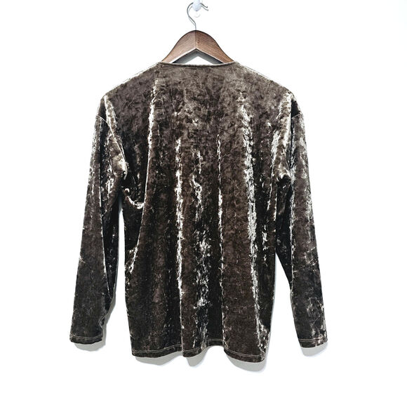 Vintage X American  Embroidered Velvet Top Women's Size S Brown Whimsigoth Boho - Picture 2 of 7